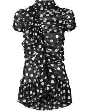 Dries Van Noten Polka Dot Shirt With Ruffles - Black