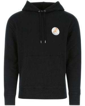 Maison Kitsuné Fox Patch Drawstring Hoodie - Black