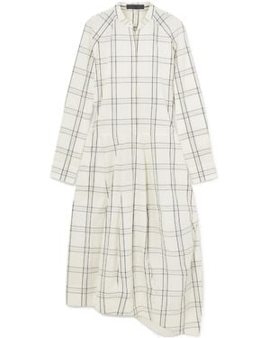 Tibi Checked Cotton-Poplin Midi Shirt Dress - White