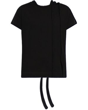 Yohji Yamamoto String-Detailed Crew Neck Top - Black