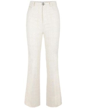 Giambattista Valli Glittering Tweed Wool Trousers - White