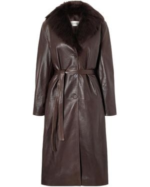 Nour Hammour Leather Trench - Brown