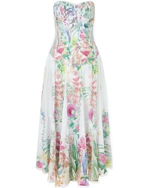 Charo Ruiz Lace-Trim Floral Dress - White