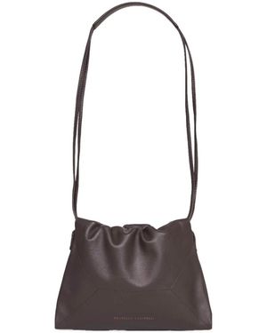 Brunello Cucinelli Gathered Drawstring Shoulder Bag - White