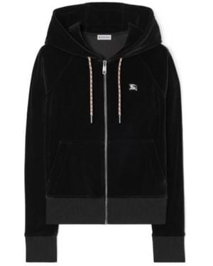 Burberry Knight Jewel Velour Zip Hoodie - Black
