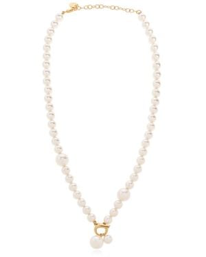 Ferragamo Ferragamo Gancini Pendant Embellished Necklace - White