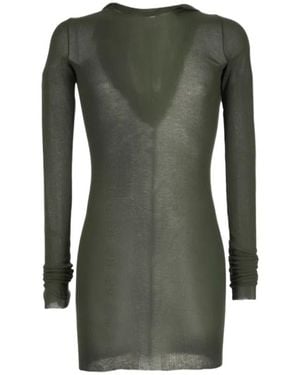 Rick Owens Rib-Knit Hooded T-Shirt - Green