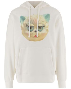 Valentino Animal Printed Drawstring Hoodie - White