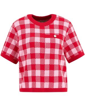 Barbour Plaid Short-Sleeved Knit Sweater - Red