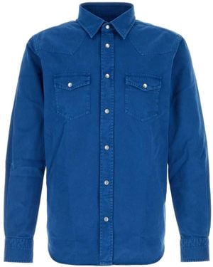 Tom Ford Long-Sleeved Button-Down Western Shirt - Blue