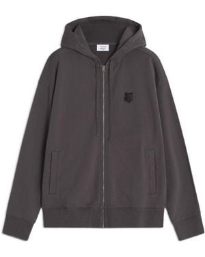 Maison Kitsuné Maison Kitsuné Fox Head Zipped Oversized Hoodie - Grey