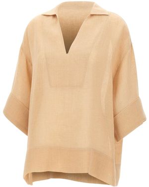 Eleventy Oversized V-Neck Shirt - Natural