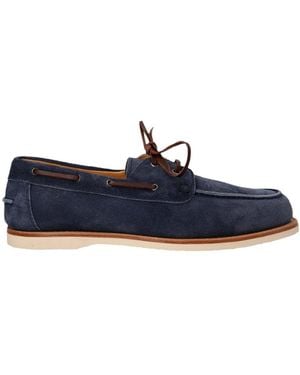 Brunello Cucinelli Lace-Up Suede Boat Shoes - Blue
