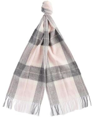 Barbour Plaid Tassel Scarf - White