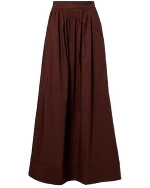 Adriana Degreas Pleated Cotton Maxi Skirt - Brown