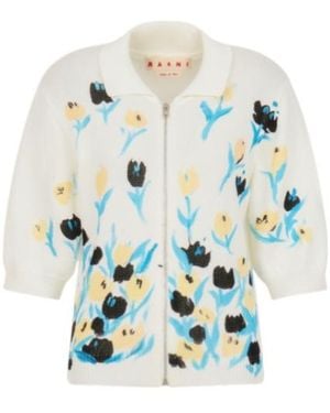 Marni Floral Zip Cardigan - Blue