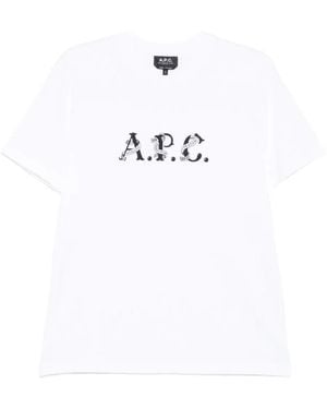 A.P.C. Logo-Print Organic Cotton T-Shirt - White
