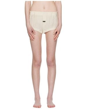OPEN YY Tab Logo-Patch Mini Shorts - White