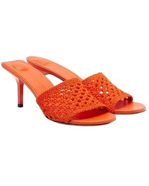 Jacquemus Woven Raffia-Effect Mules - Orange
