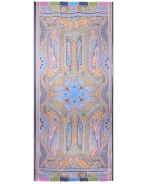 Etro Patterned Cashmere-Blend Scarf - Purple