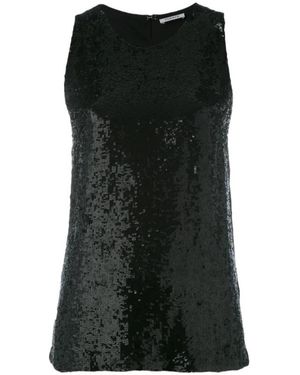 P.A.R.O.S.H. Sequin Embellished Tank Top - Black