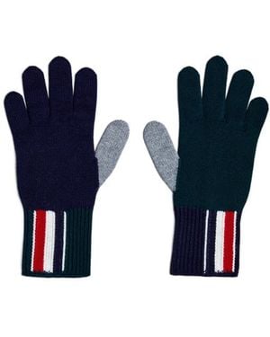 Thom Browne Fun Mix Intarsia-Knit Logo Wool Gloves - Blue