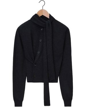 Lemaire Scarf Detailed Buttoned Knitted Cardigan - Black