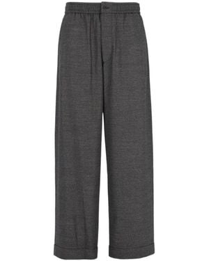 Giorgio Armani Elastic-Waist Wide-Leg Trousers - Grey