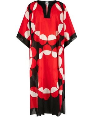 Dries Van Noten Cartland Geometric Kaftan - Red
