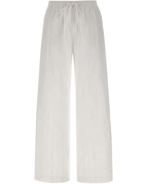 Loulou de Saison Macao Striped Drawstring Straight Trousers - White