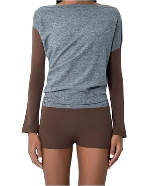 Kiko Kostadinov Heiss Off-Shoulder Knit Bodysuit - Blue