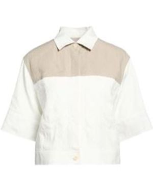 Max Mara Stylish Minimalist Two-Tone Short-Sleeve Shirt - White