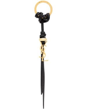 Saint Laurent Cassandre Knotted Leather Keyring - White