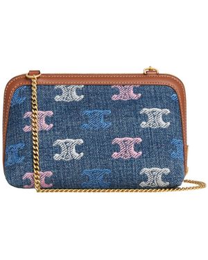Celine Clutch On Chain Cuir Triomphe - Blue