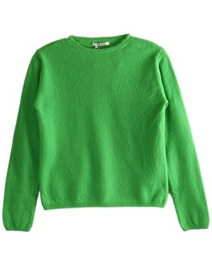 AURALEE Cashmere Blend Crew Neck Knit Sweater - Green