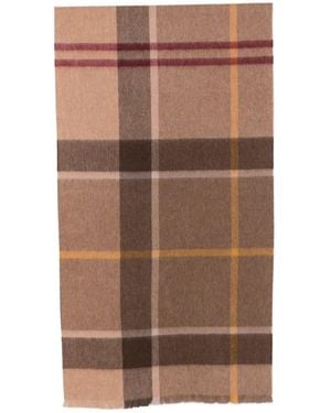 Barbour Check-Pattern Fringed Scarf - Brown