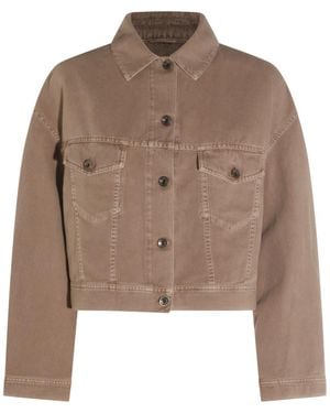 Brunello Cucinelli Cropped Denim Jacket - Brown