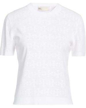 Tory Burch Solid-Color Short-Sleeve Crew Neck - White