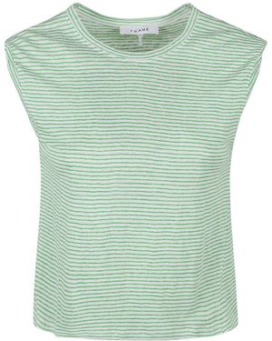 FRAME Rolled Muscle Striped Top - Green