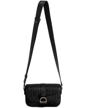 Dior Mini Saddle Heritage Messenger Bag With Flap - Black