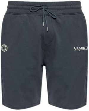 AllSaints Emblem Logo Jersey Shorts - Blue
