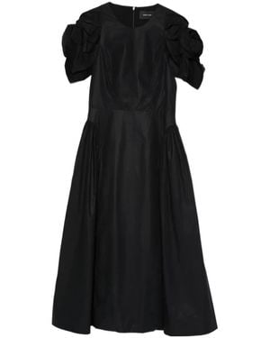 Simone Rocha Rose Puff-Sleeve Midi Dress - Black