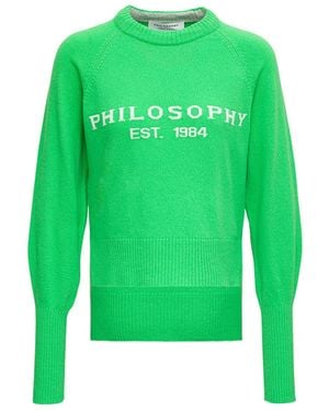 Philosophy Di Lorenzo Serafini Intarsia-Knit Logo Jumper - Green
