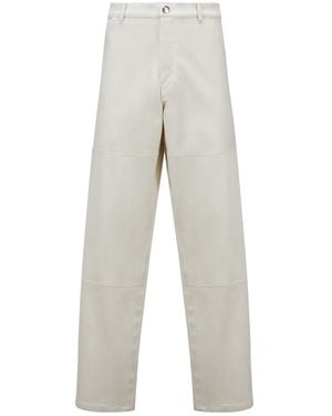 Moncler Logo Patch Straight-Leg Trousers - Grey