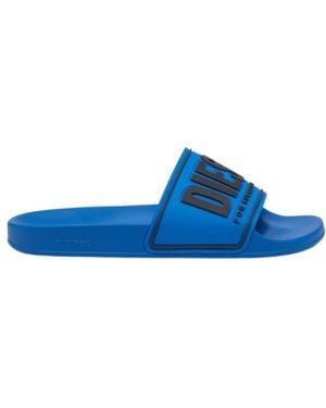 DIESEL Sa-Mayemi Cc Logo Embossed Pool Slides - Blue
