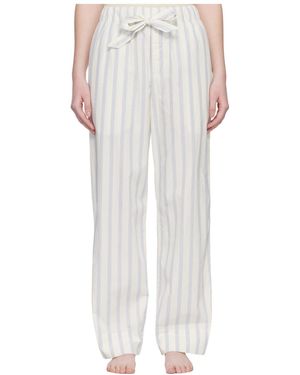 Tekla Drawstring Striped Pajama Pants - White