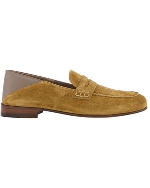 Manolo Blahnik Round Head Loafer Shoes - Natural