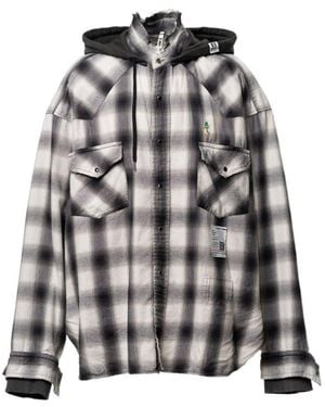 Maison Mihara Yasuhiro Hooded Chequered Shirt - Grey