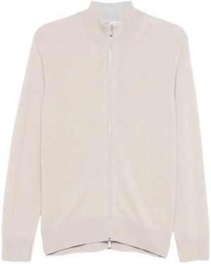 Eleventy High-Neck Zip-Up Cardigan - White