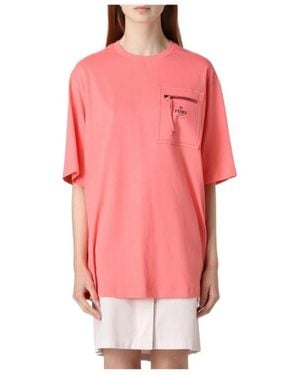 Fendi T-Shirt With Round Neck And Short Sleeves - Pink